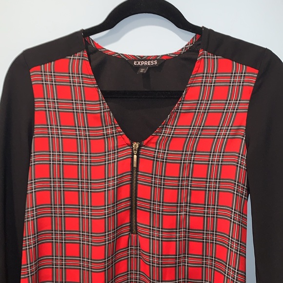 Express Plaid 3/4 Sleeve Top Size X-small - Picture 2 of 5